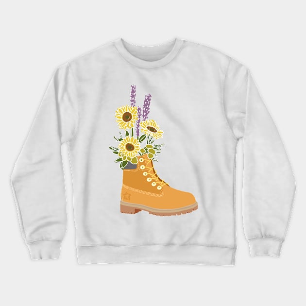 Flower boot sunflower Crewneck Sweatshirt by jrepkin